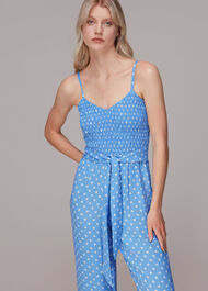 Rounded Leaf Shirred Jumpsuit