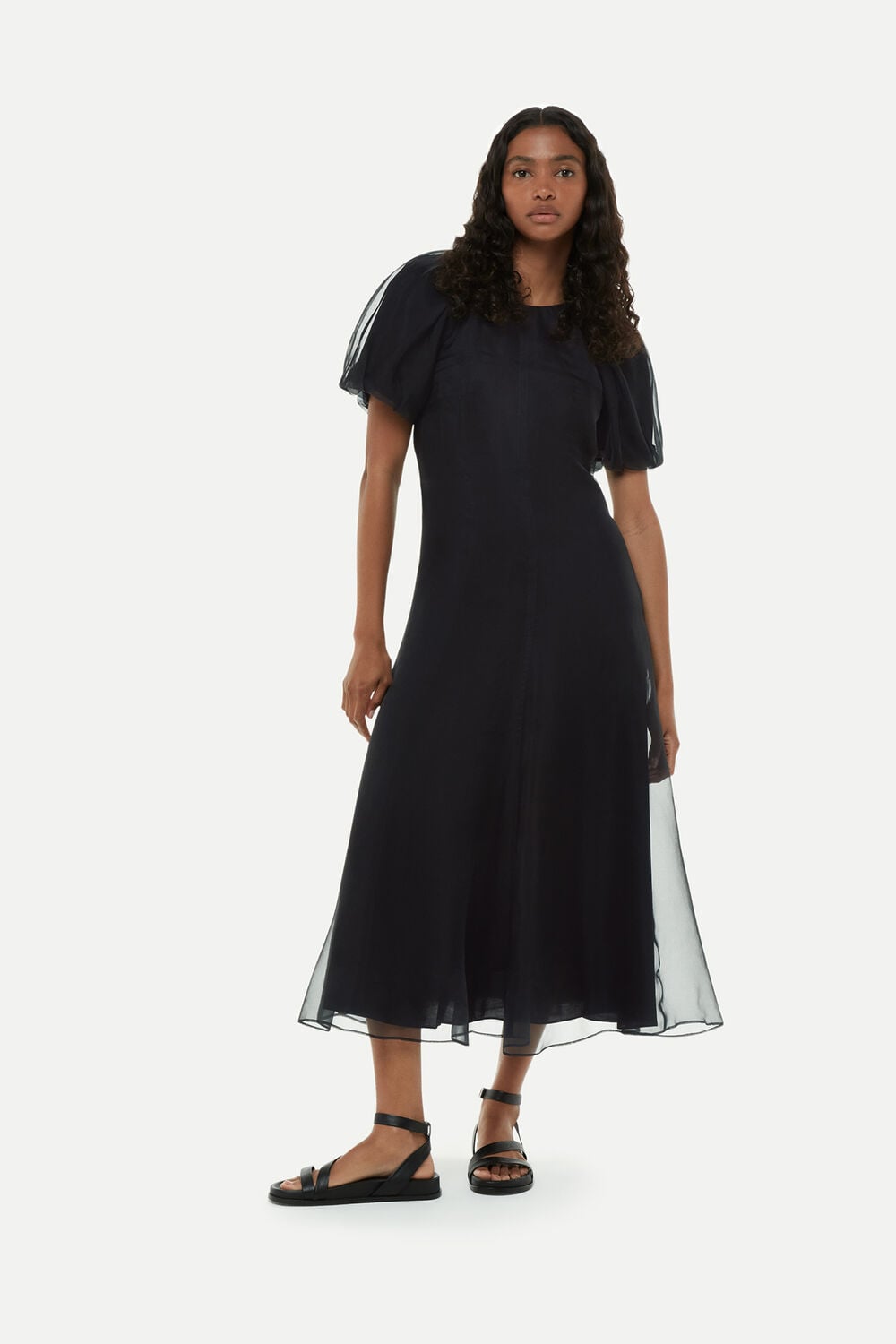 Organza Silk Puff Sleeve Dress
