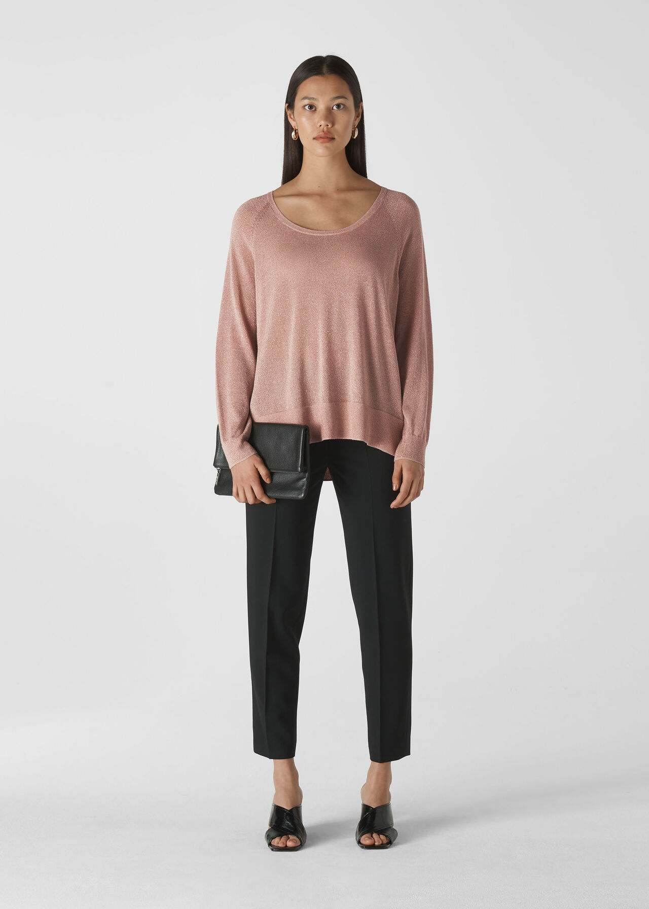 Sparkle Scoop Neck Knit Pale Pink