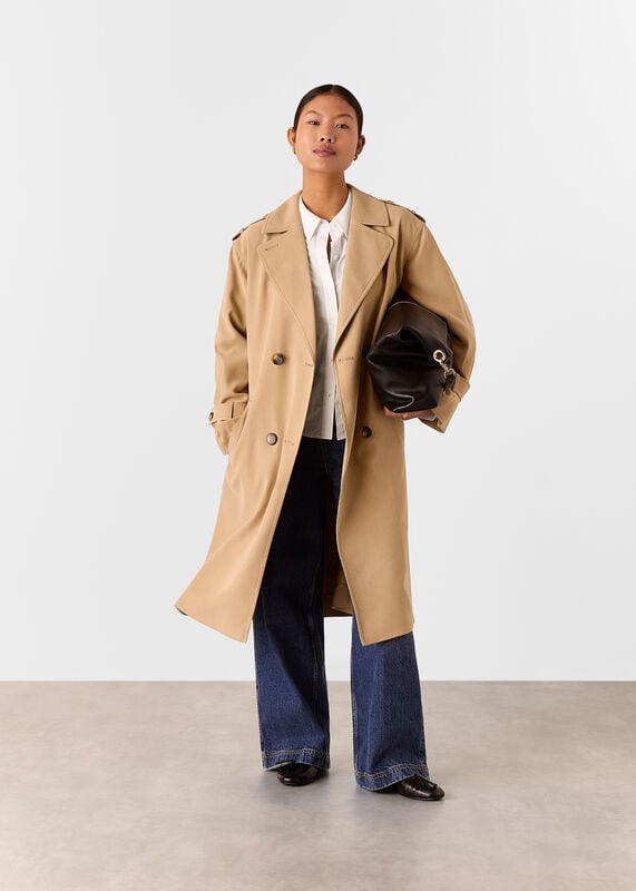 Neutral Petite Riley Trench Coat