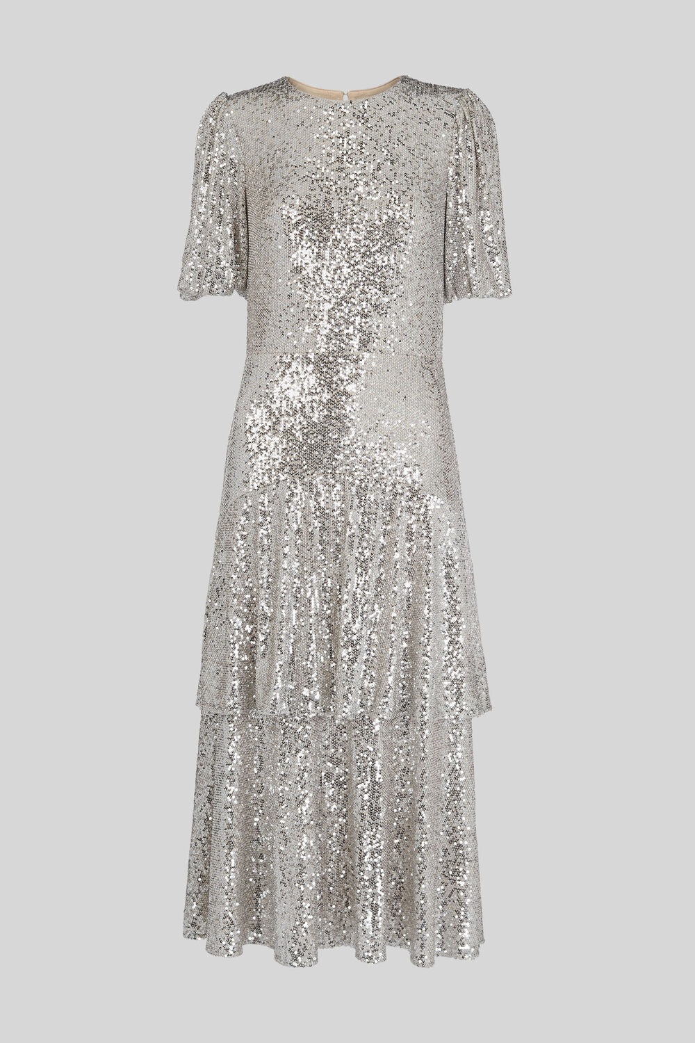 Arabelle Sequin Midi Dress Silver
