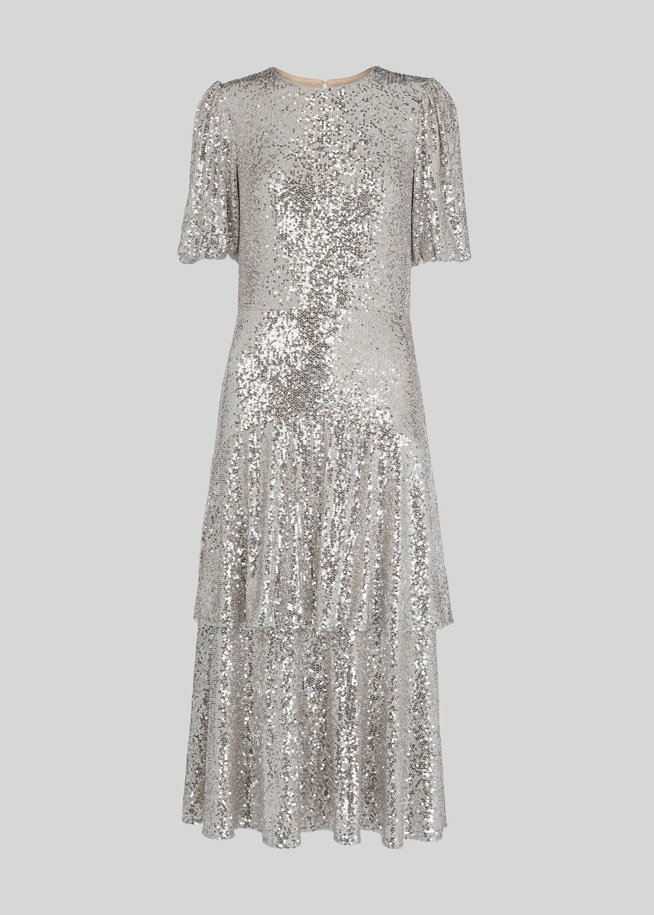 white sequin midi