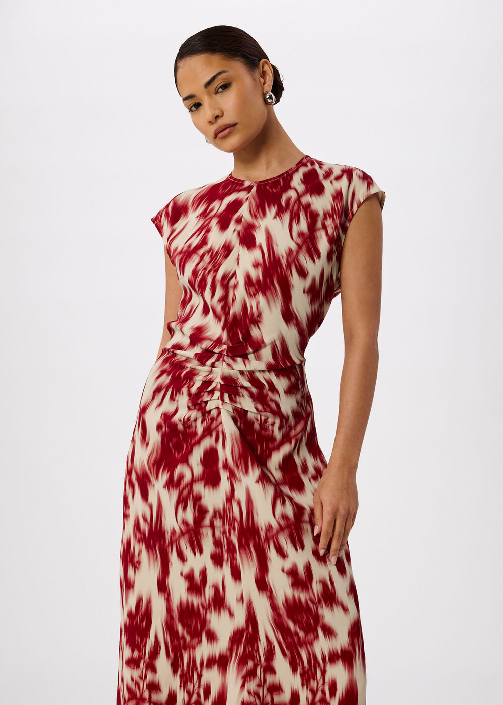 Petite Blurred Floral Crepe Dress