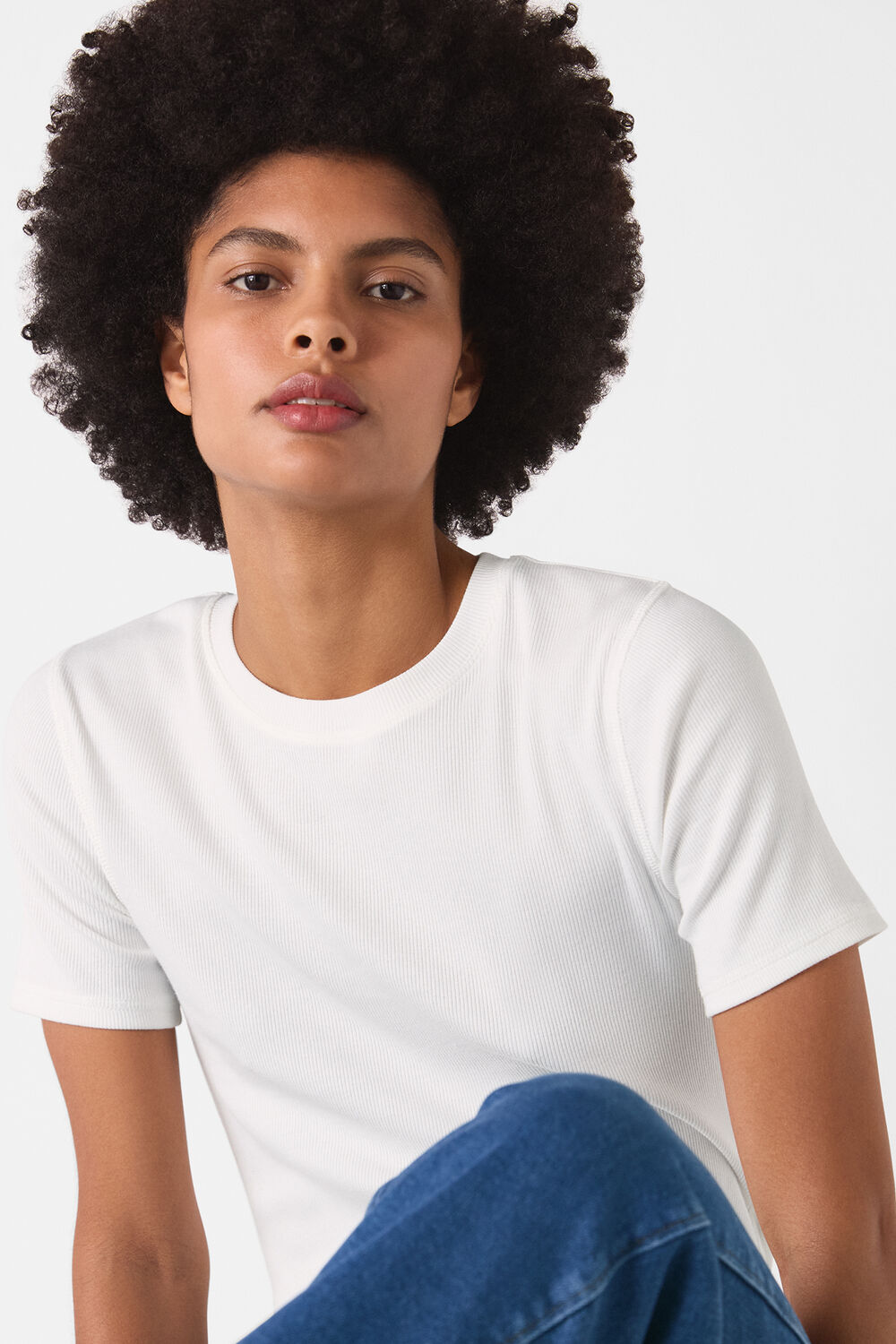 White Ultimate Rib Crew Neck T-Shirt