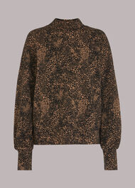 Animal Jacquard High Neck Top