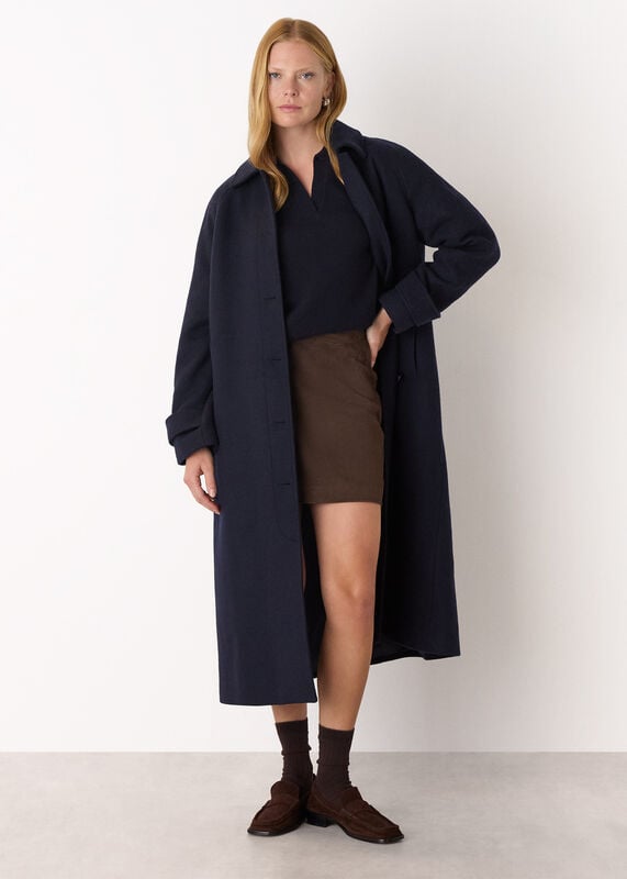 Navy Wool Collar Neck Knit