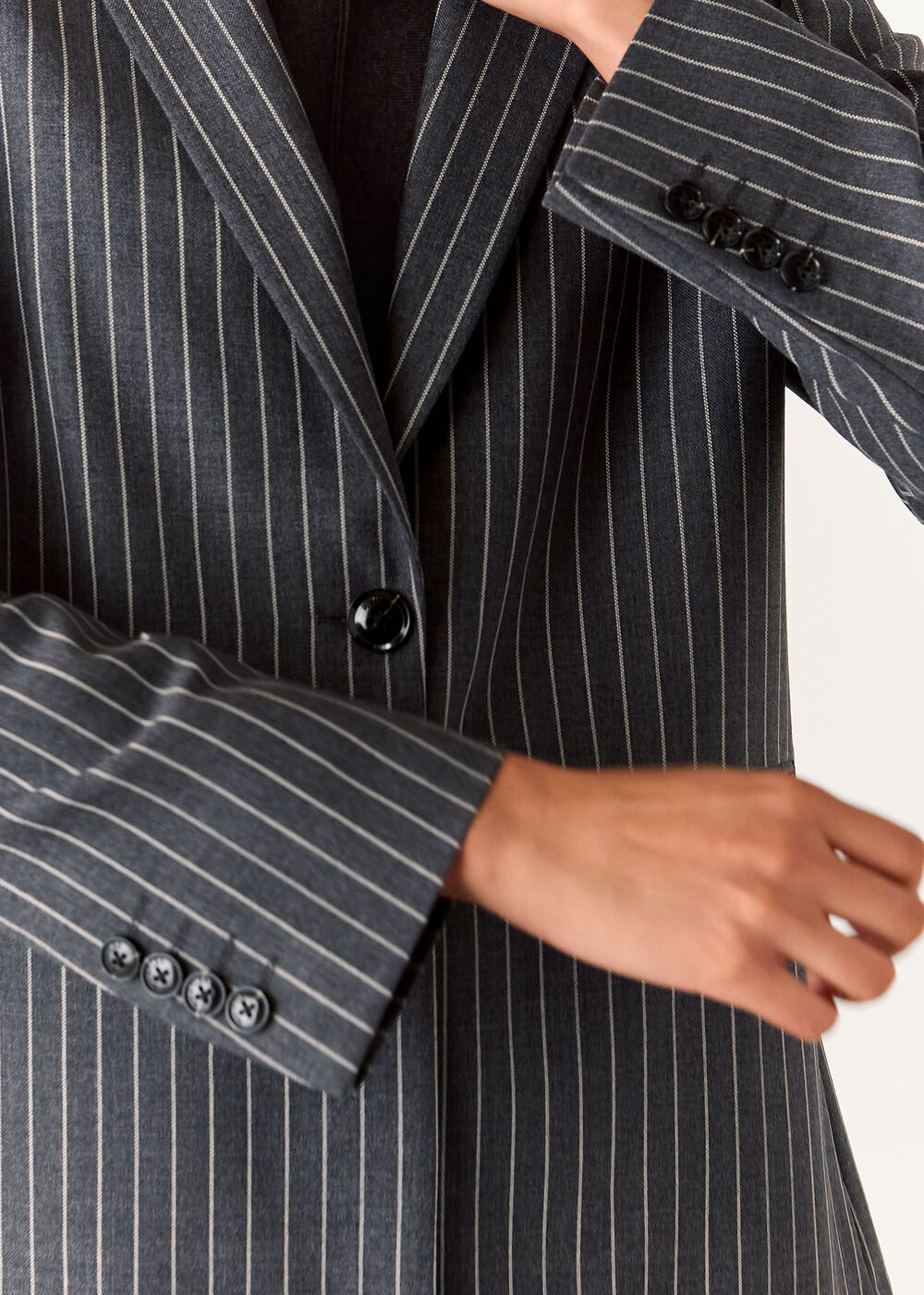 Isla Pinstripe Wool Blazer