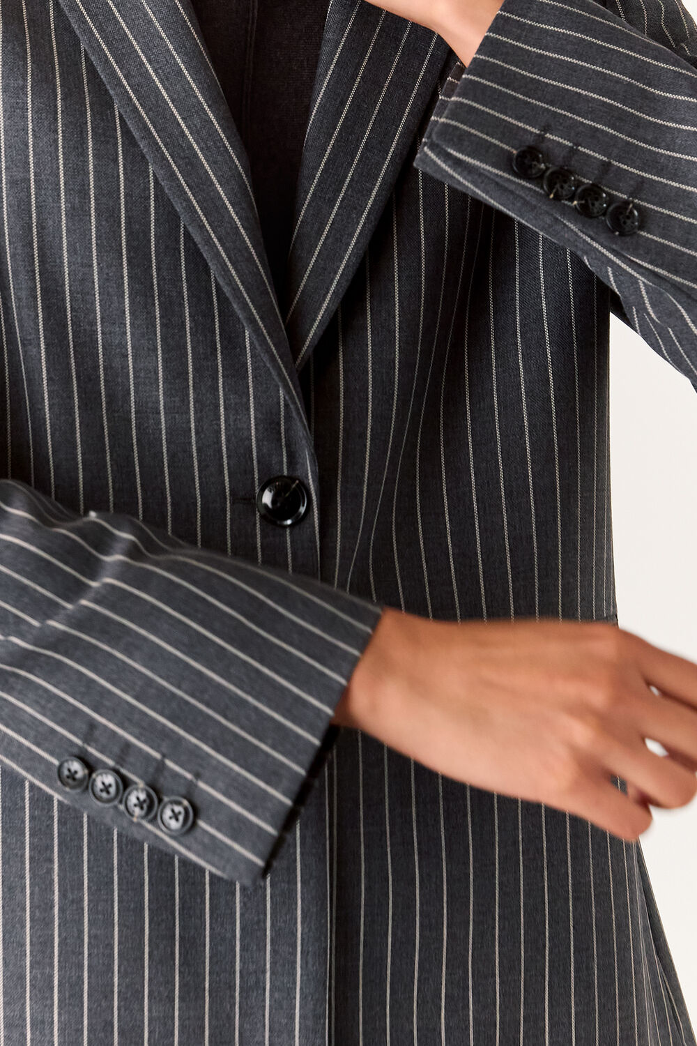 Isla Pinstripe Wool Blazer