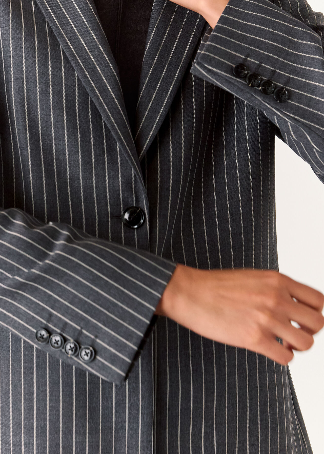 Isla Pinstripe Wool Blazer