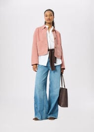 Button Cropped Suede Jacket