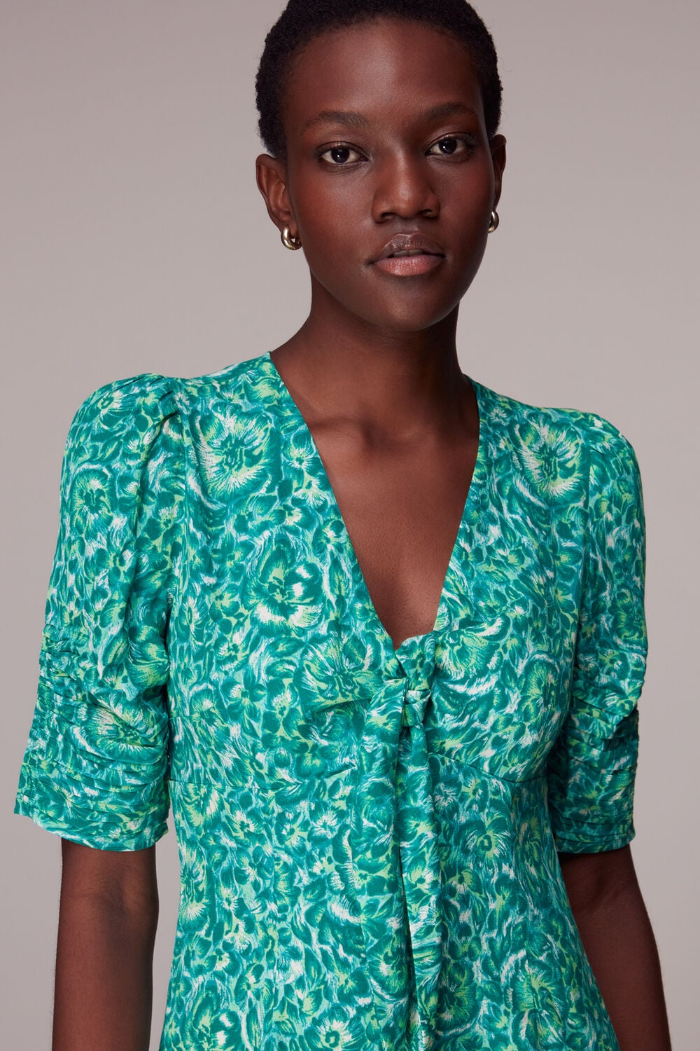 Clouded Floral Tie Midi Dress