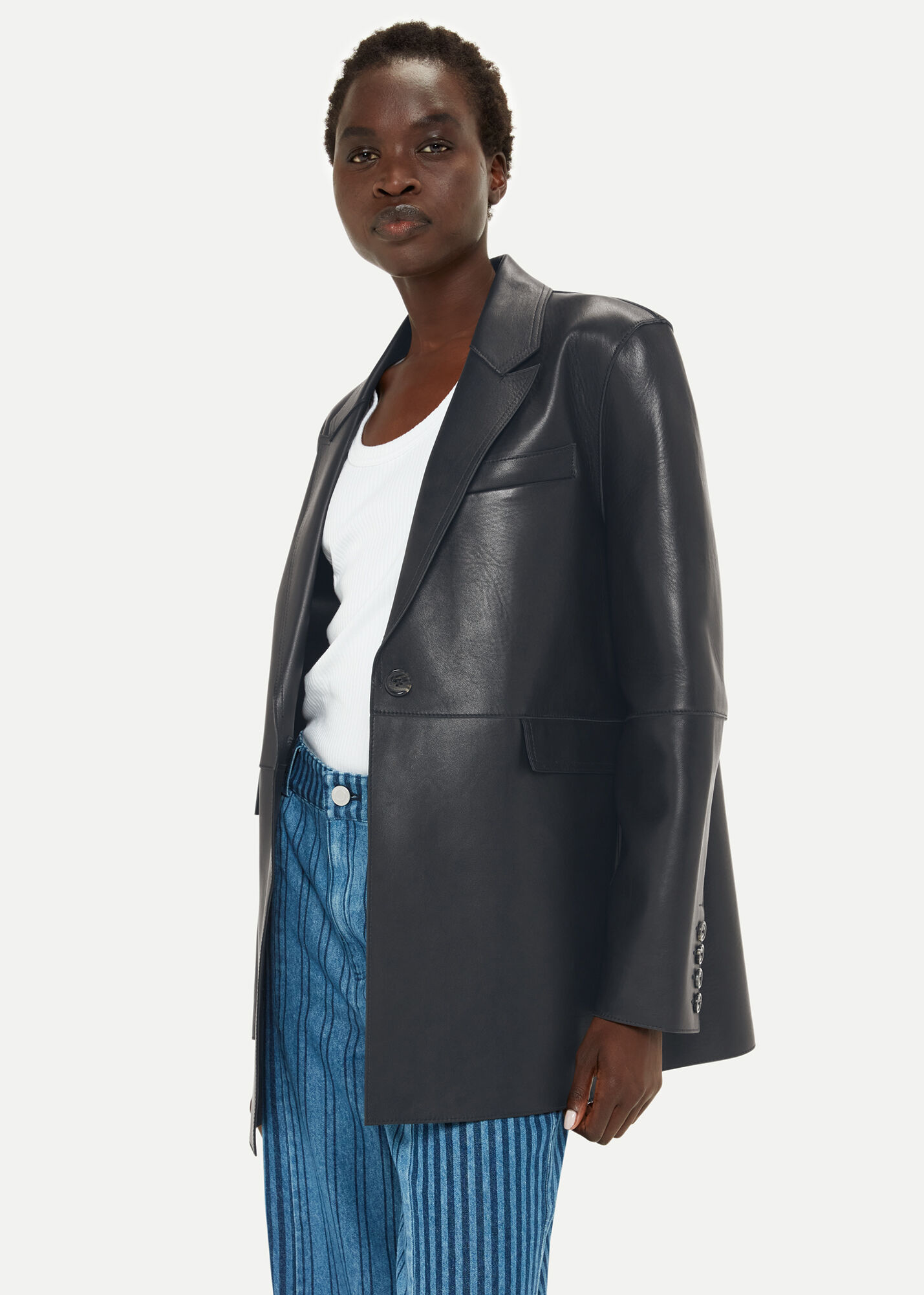 Arket leather blazer discount