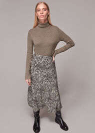 Micro Animal Bias Cut Skirt
