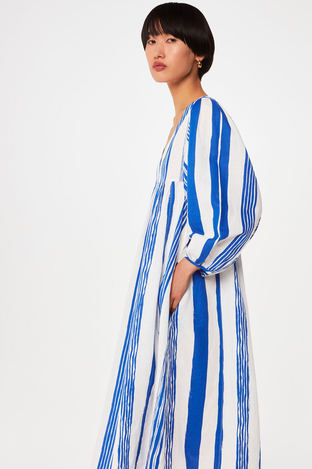 Blue Painted Stripe Gloria Dress
