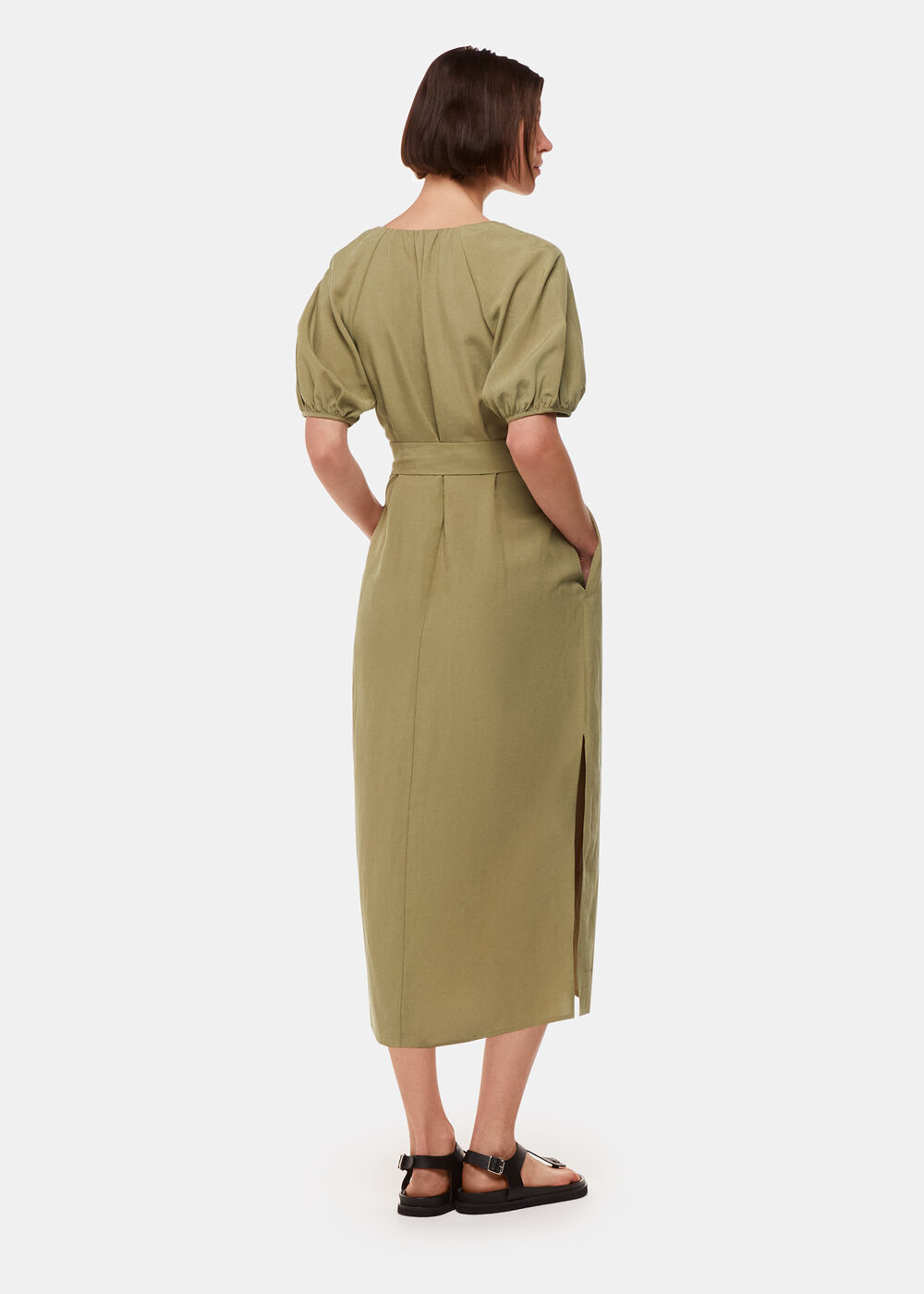 Ariella Linen Blend Midi Dress