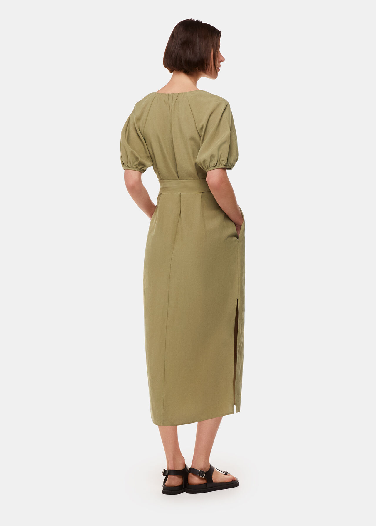 Ariella Linen Blend Midi Dress