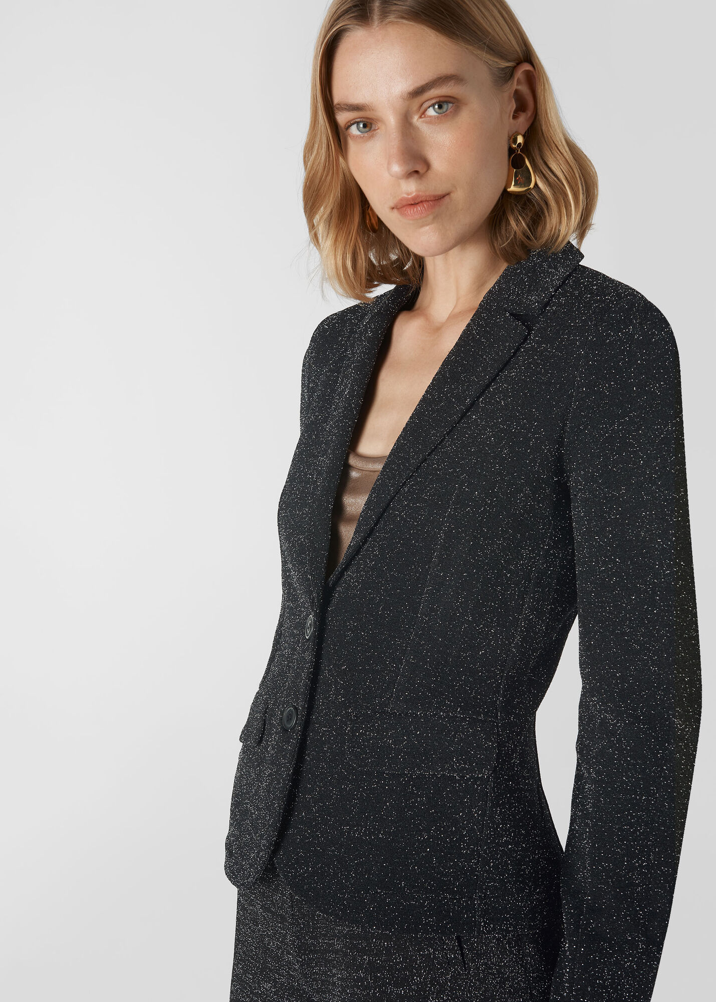 Black Sparkle Ponte Jersey Jacket WHISTLES Whistles US