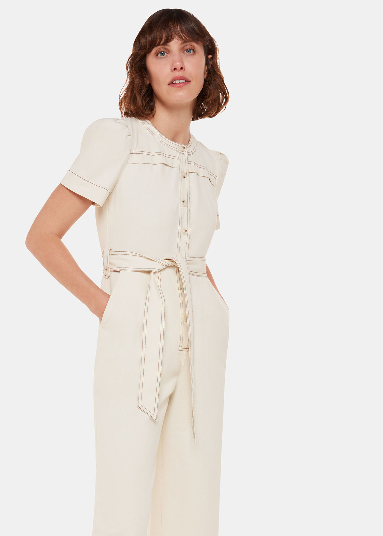 Ivory Alana Denim Jumpsuit WHISTLES