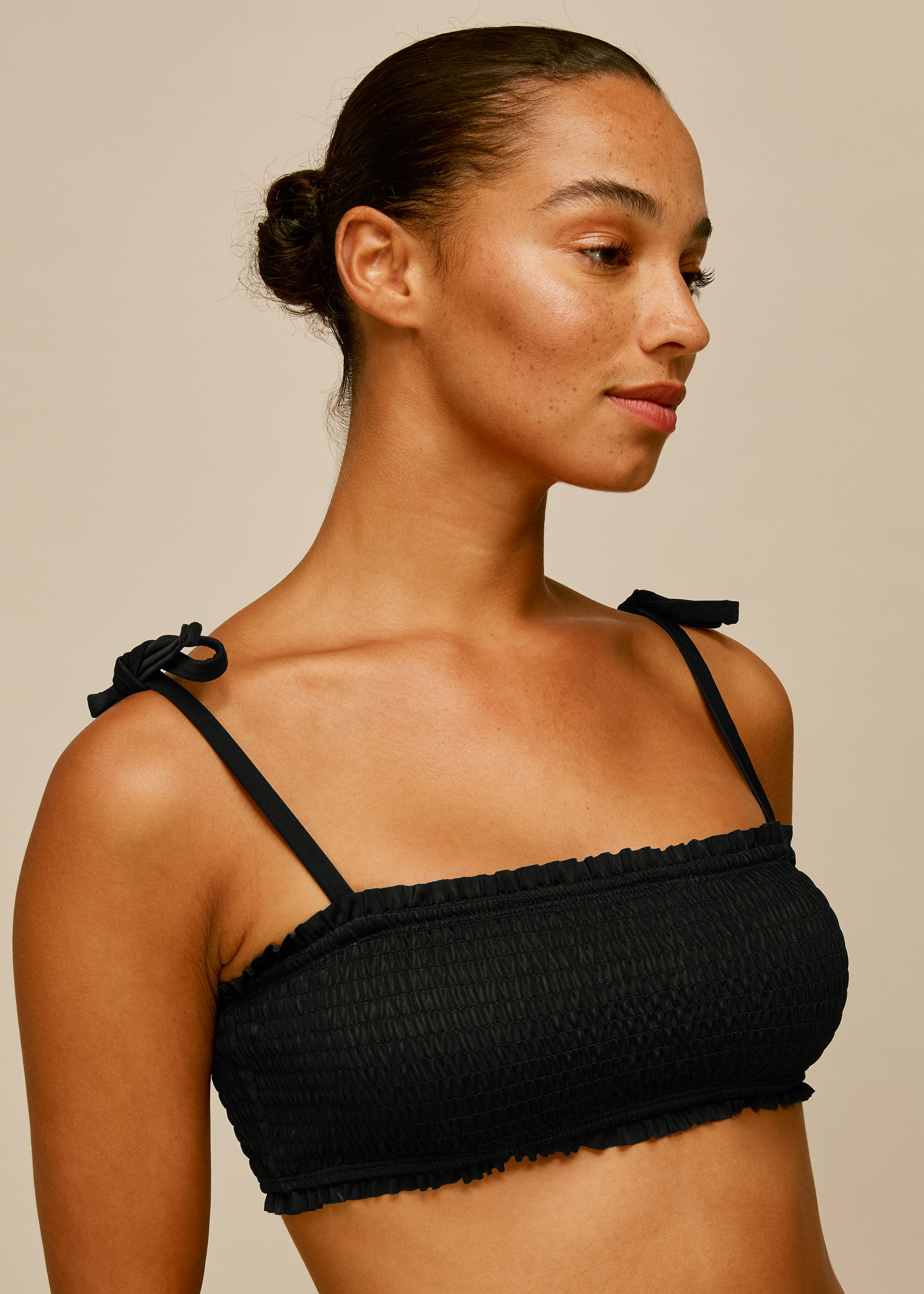 Shirred bikini discount top