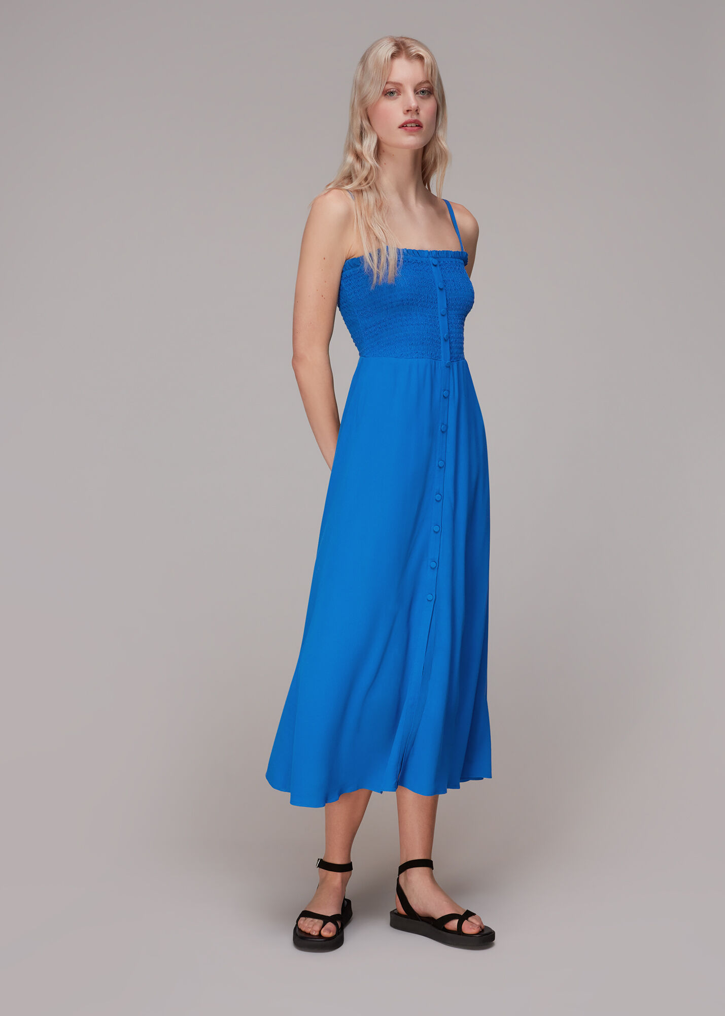 Blue Gracia Smocked Dress WHISTLES