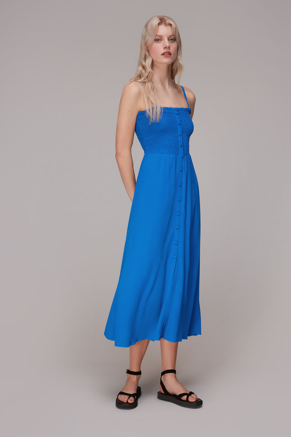 Gracia Smocked Dress Blue