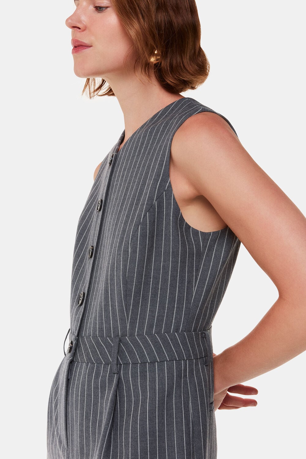 Grey Pinstripe Jumpsuit
