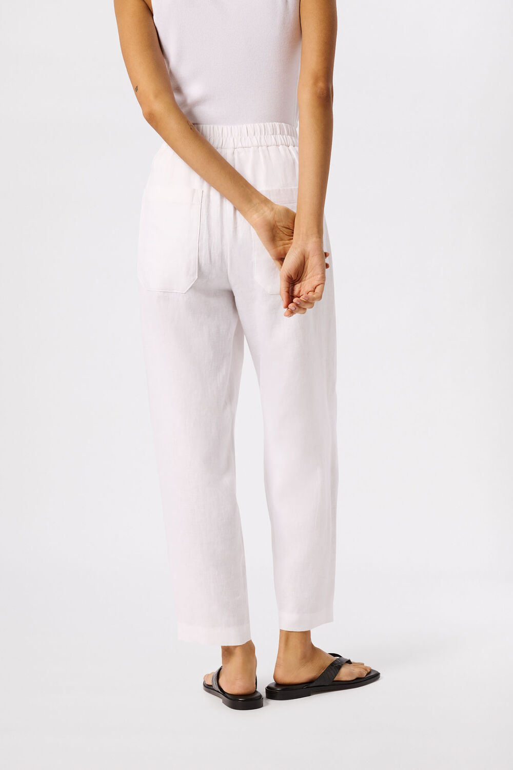 White Linen Barrel Leg Trouser