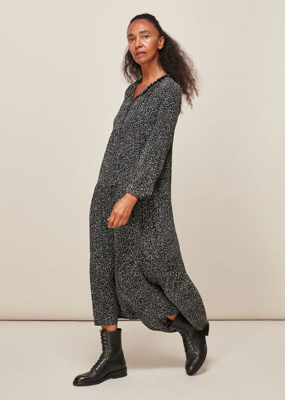 Black and White Freckle Print Enora Dress