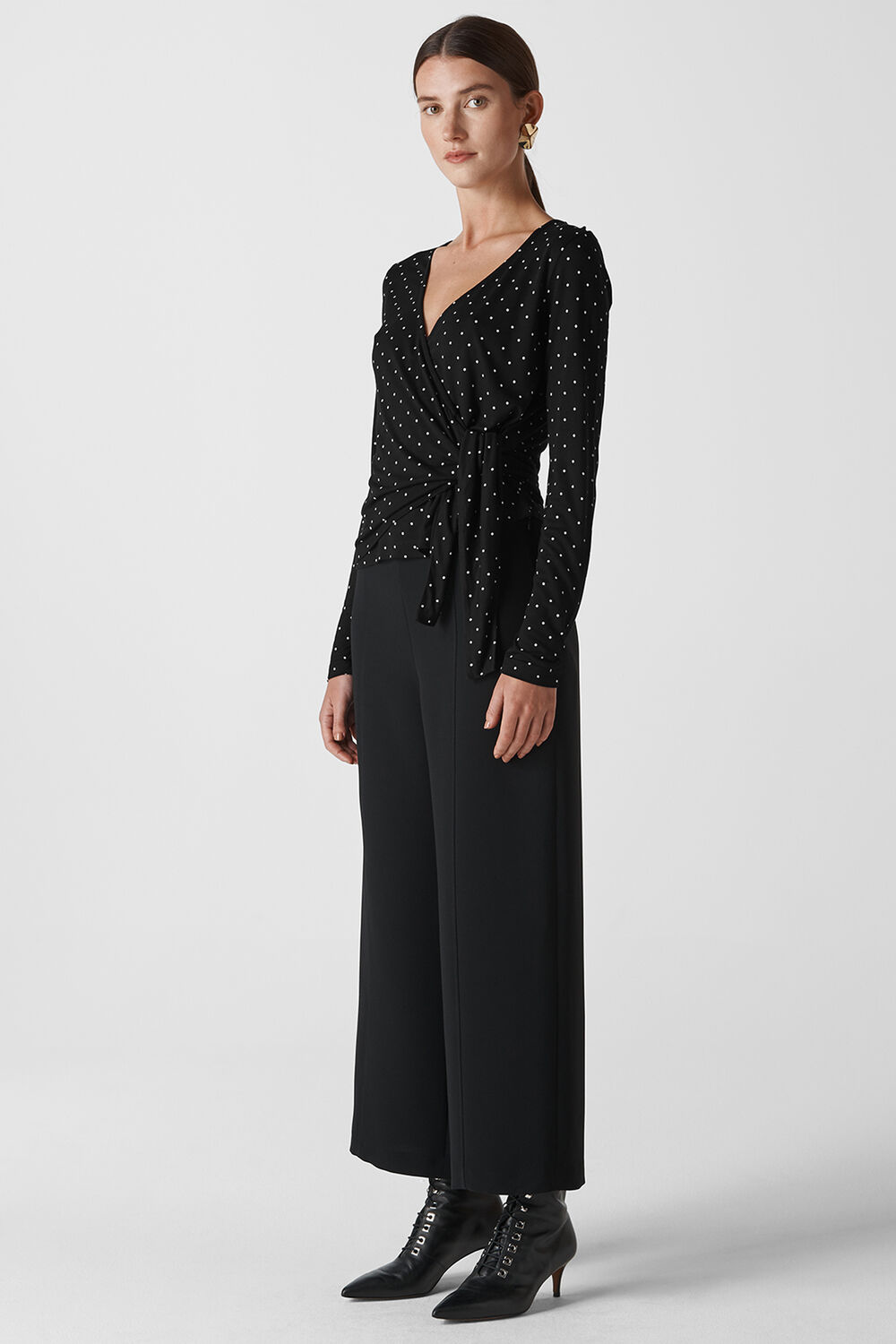Spot Wrap Tie Top