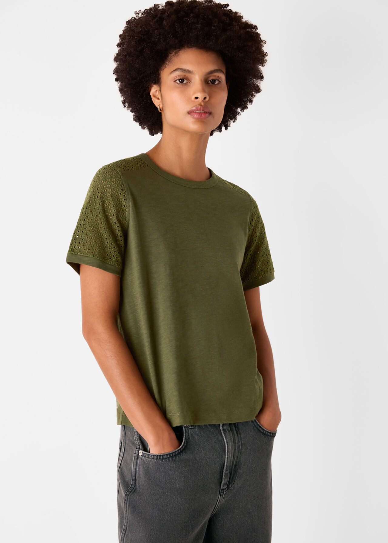 Broderie Sleeve Detail Tee