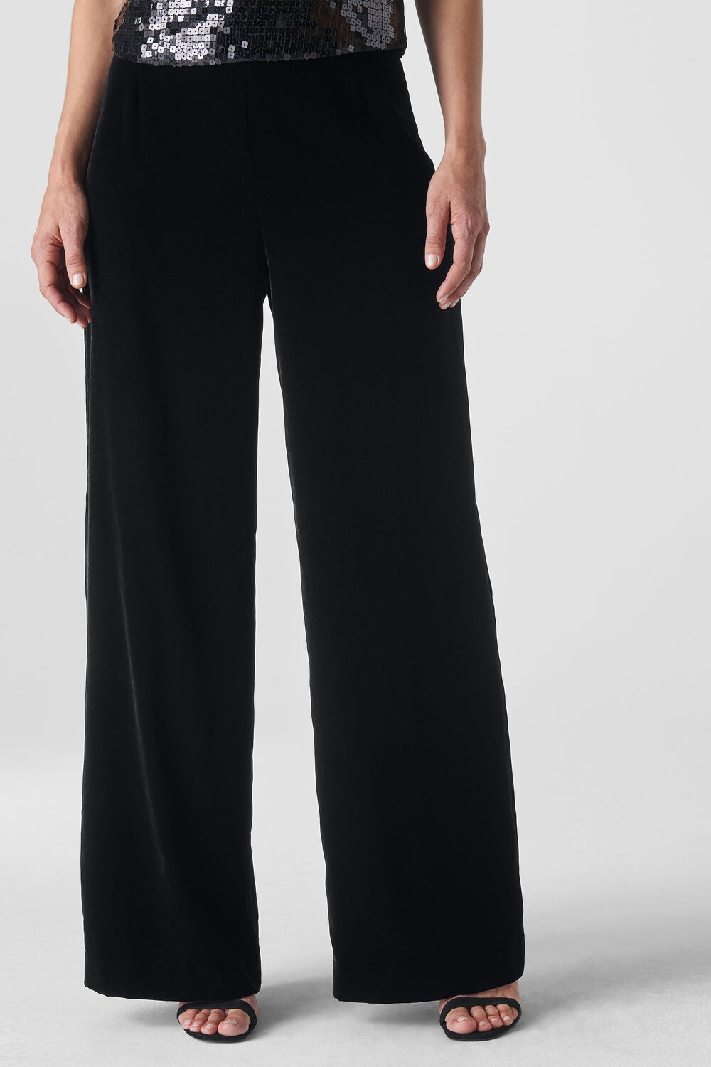 Velvet Wide Leg Trouser Black