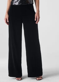 Velvet Wide Leg Trouser Black