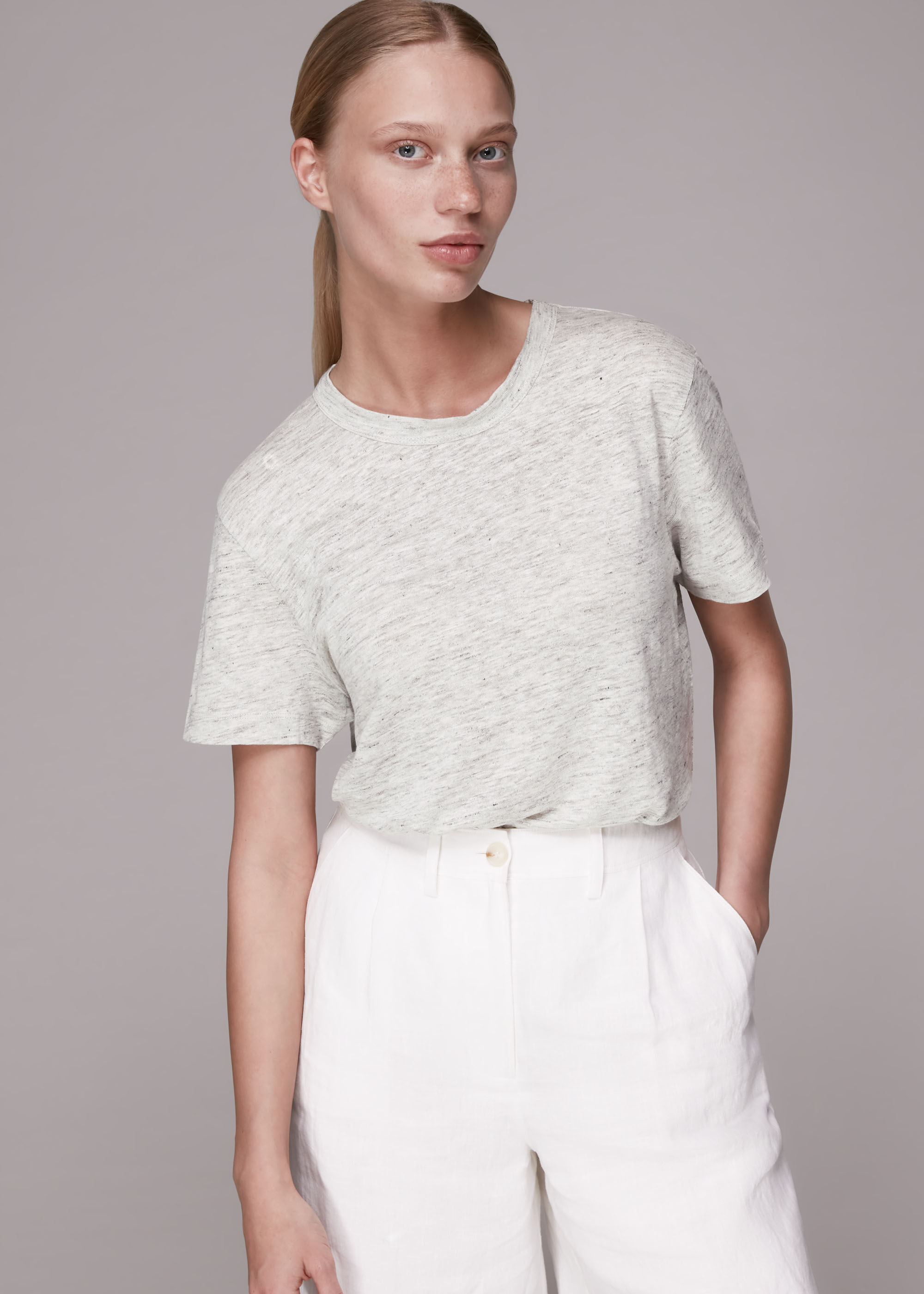 Grey Ultimate Linen Top WHISTLES