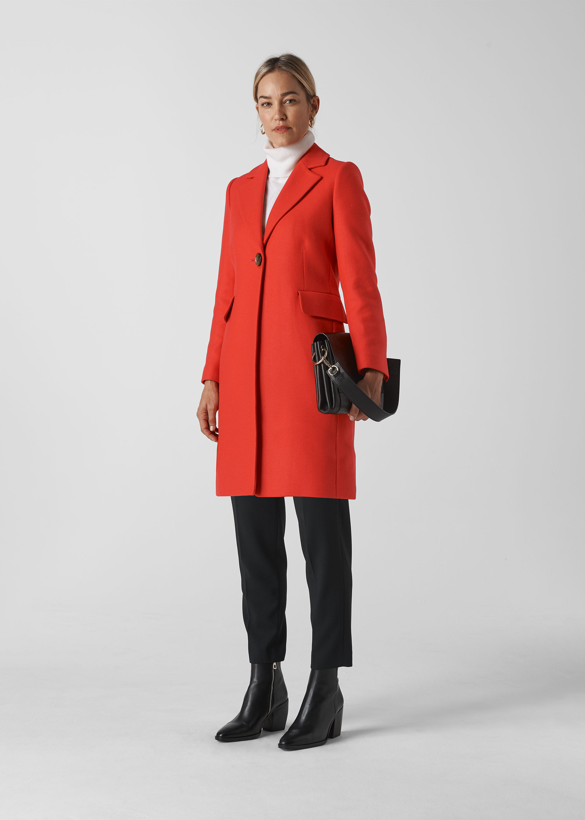 SIMPLY BE Damen Ladies Red Single Breasted Coat with Horn Button Detail Mantel