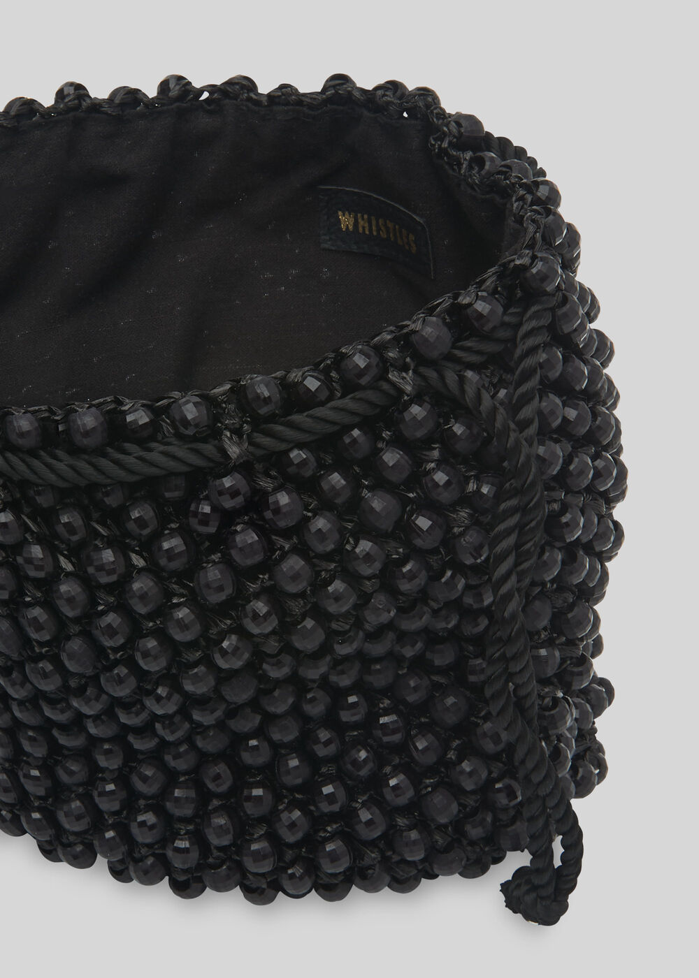 Lila Beaded Drawstring Bag Black