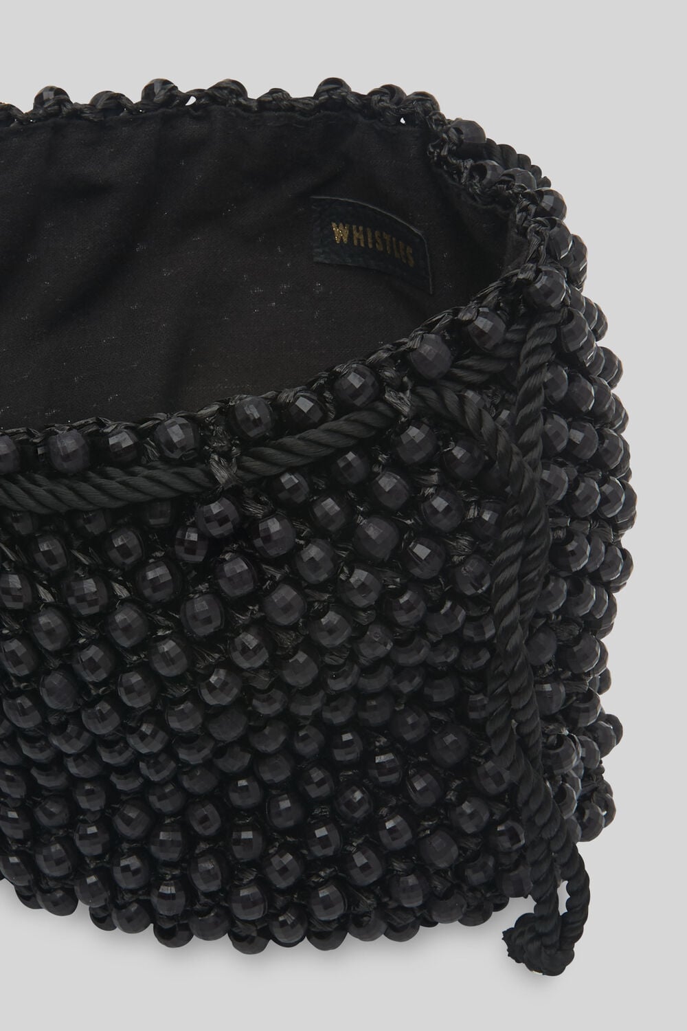Lila Beaded Drawstring Bag Black