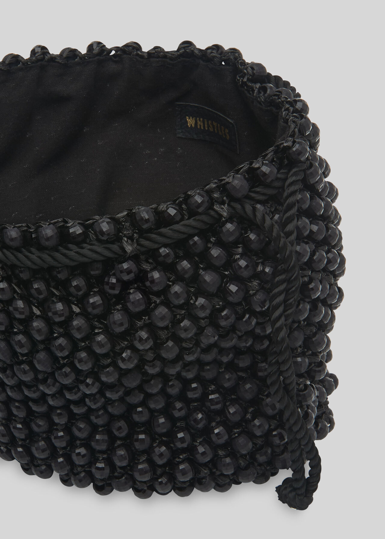 Lila Beaded Drawstring Bag Black