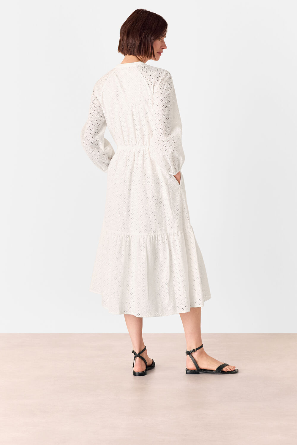 White Broderie Midi Dress
