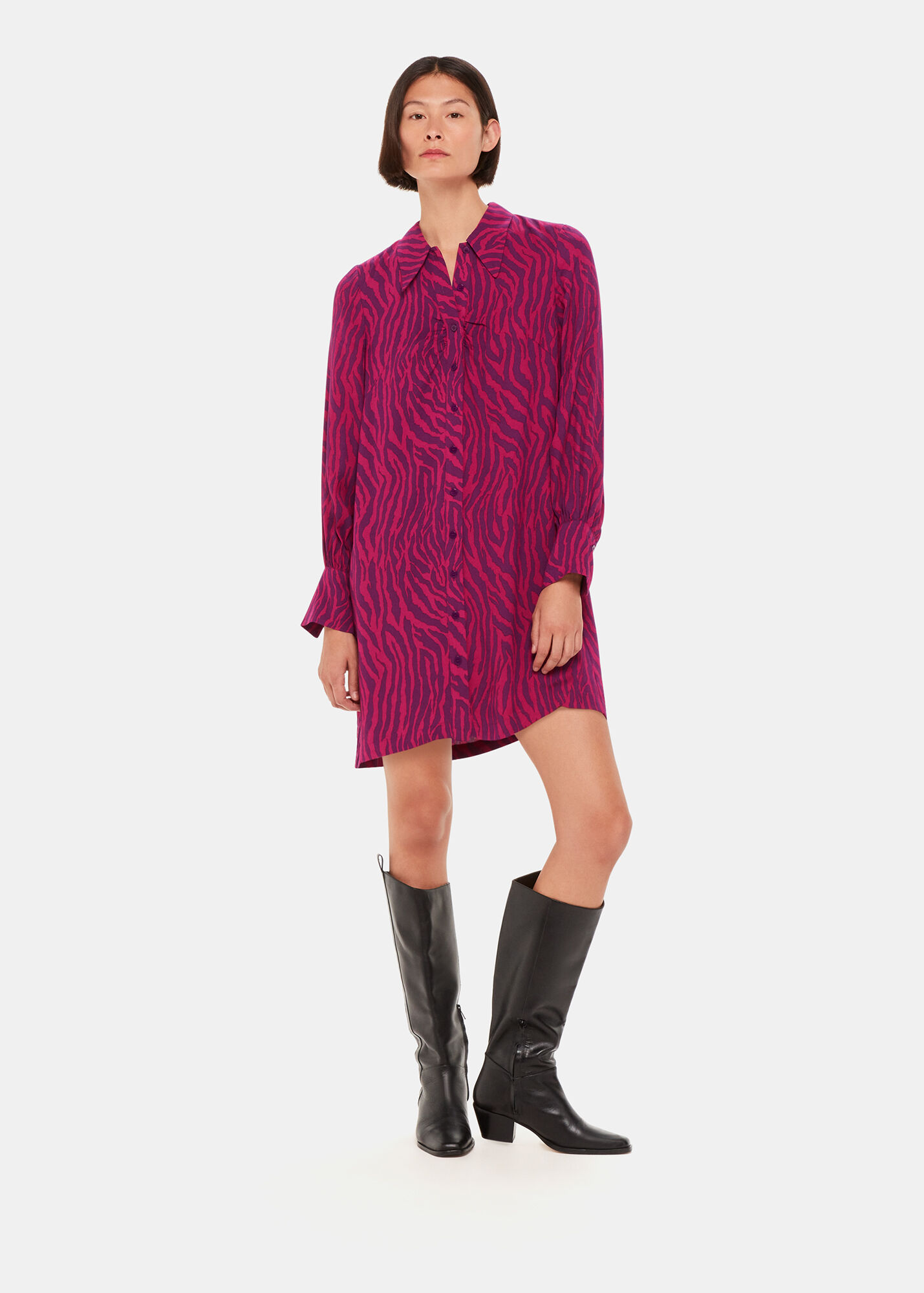 4510406 Purple Italian Collar Dress