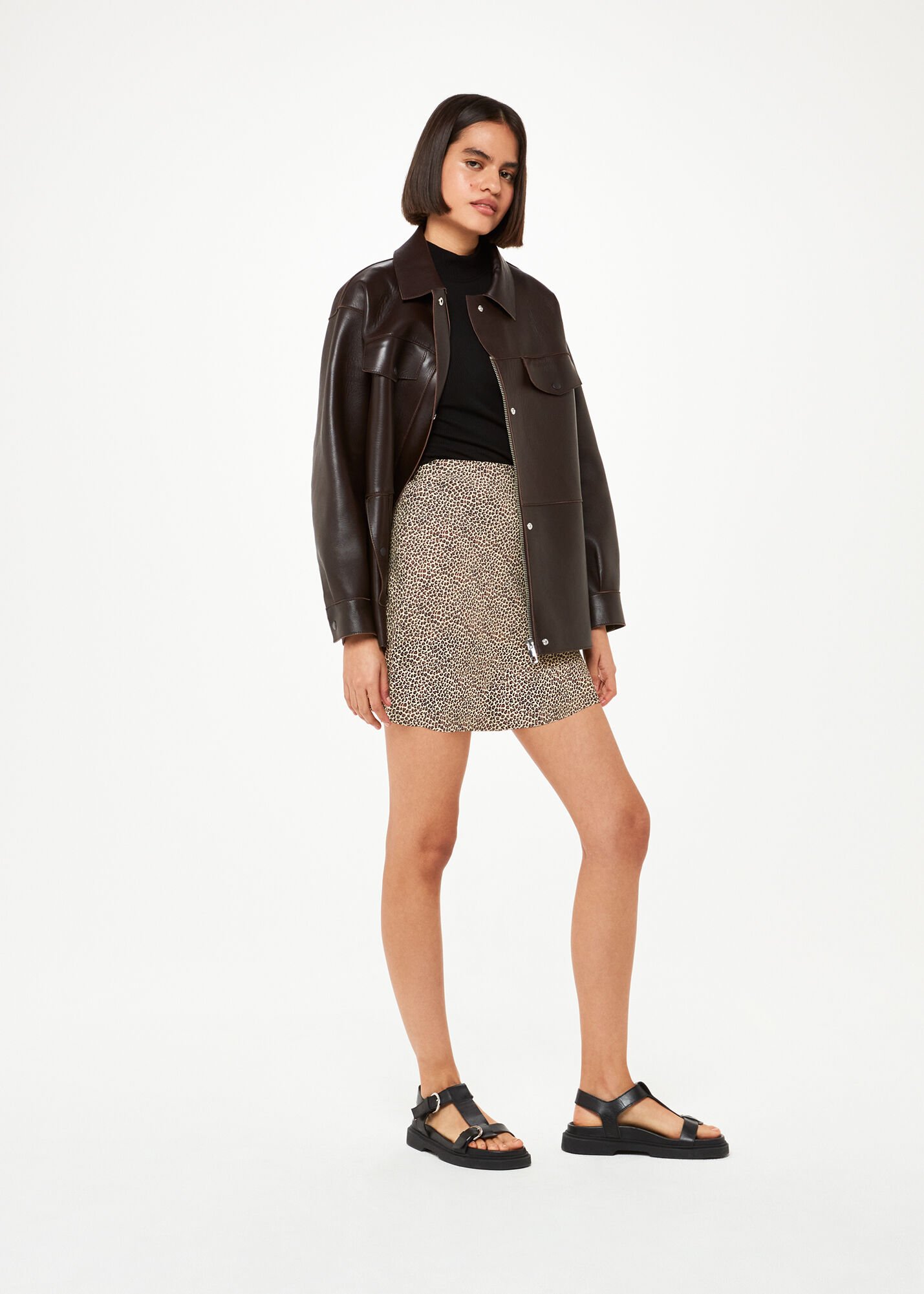 Leopard Print Dashed Leopard Mini Bias Skirt WHISTLES