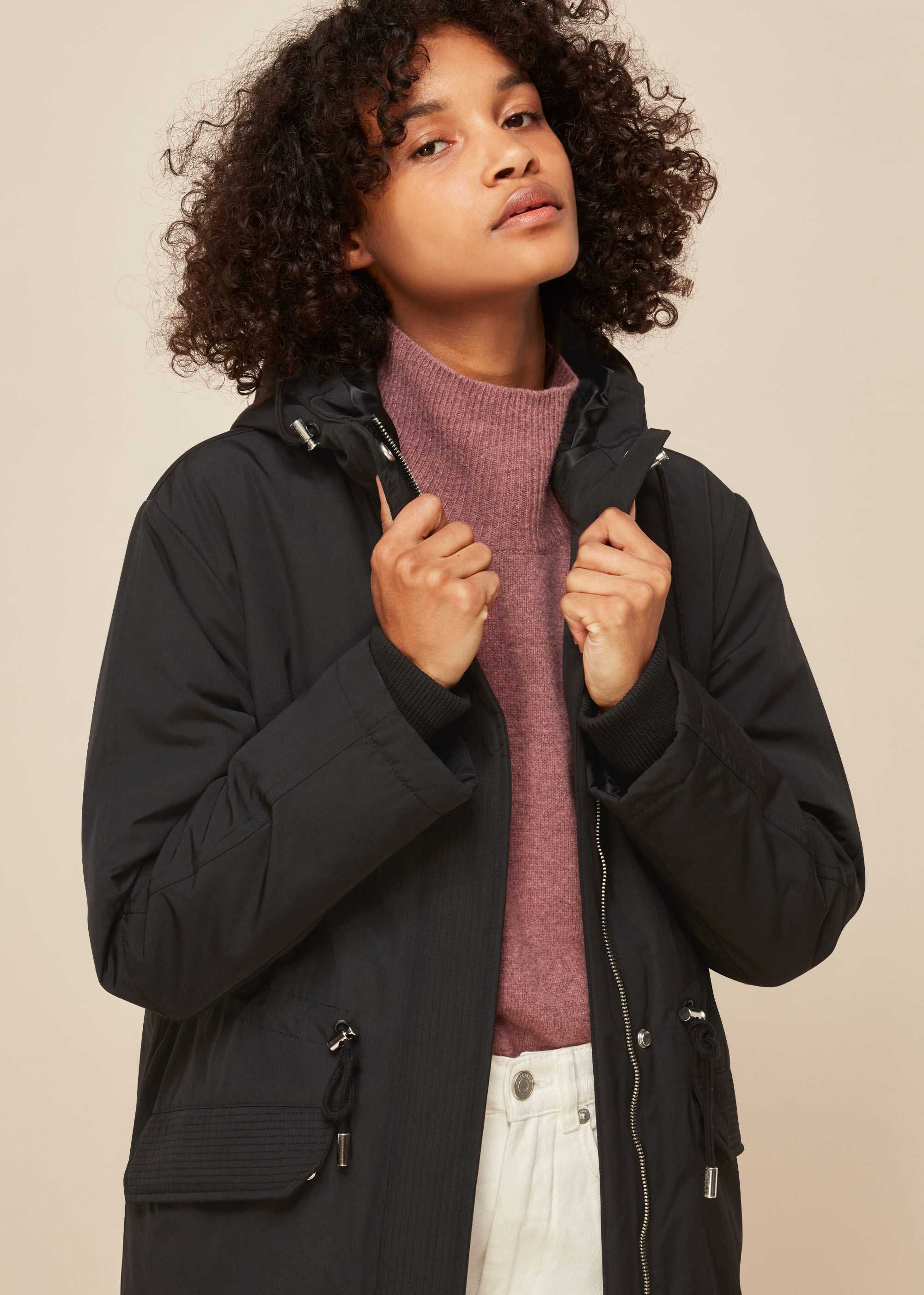 Black Coby Casual Padded Parka