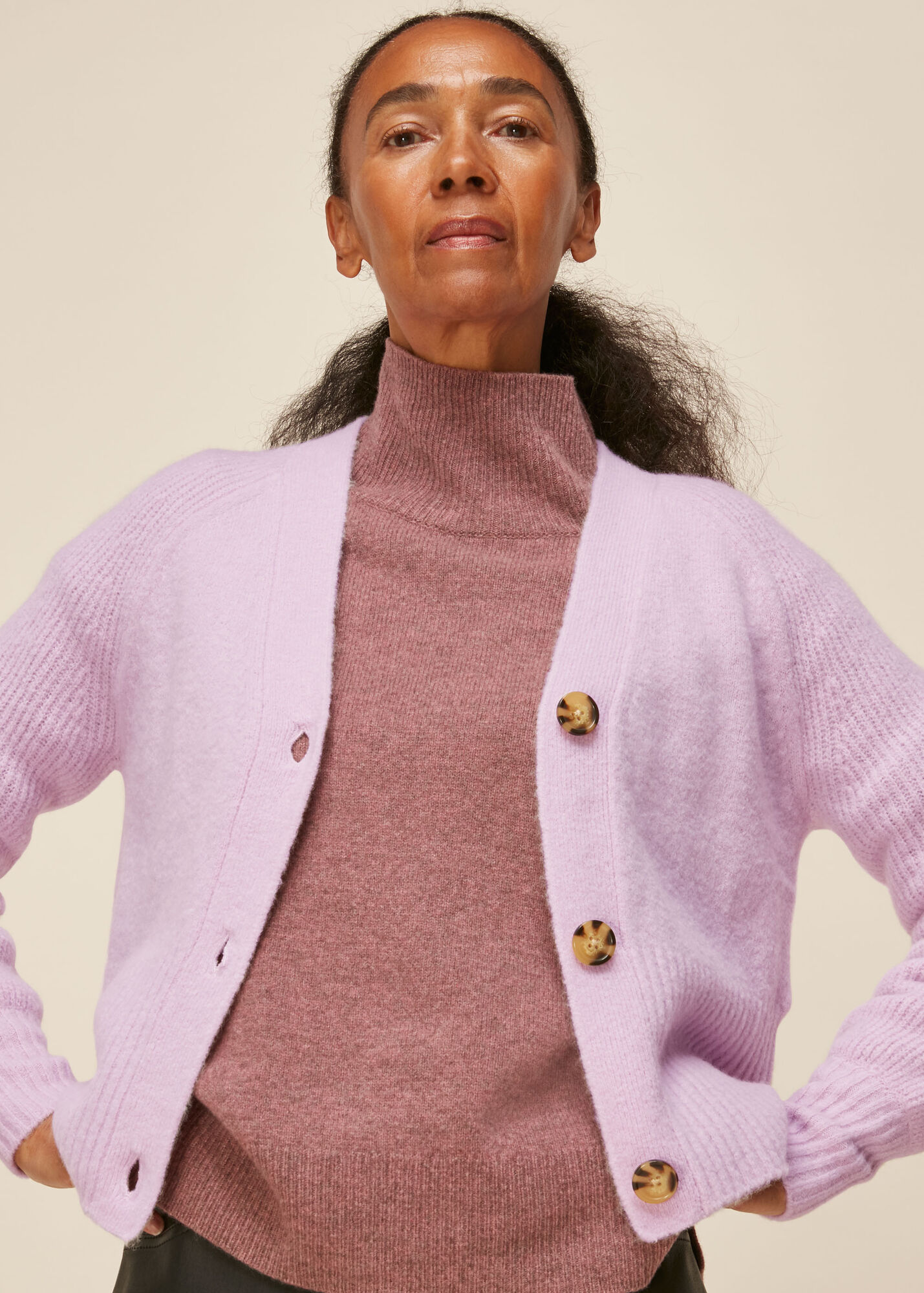 Lilac Full Sleeve Knitted Cardigan WHISTLES