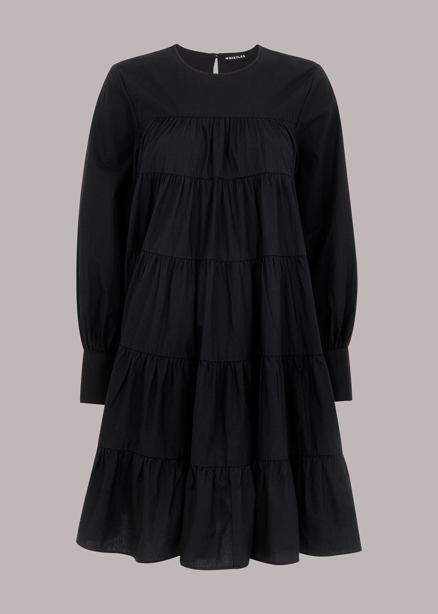 Black Ronnie Cotton Tiered Dress | WHISTLES