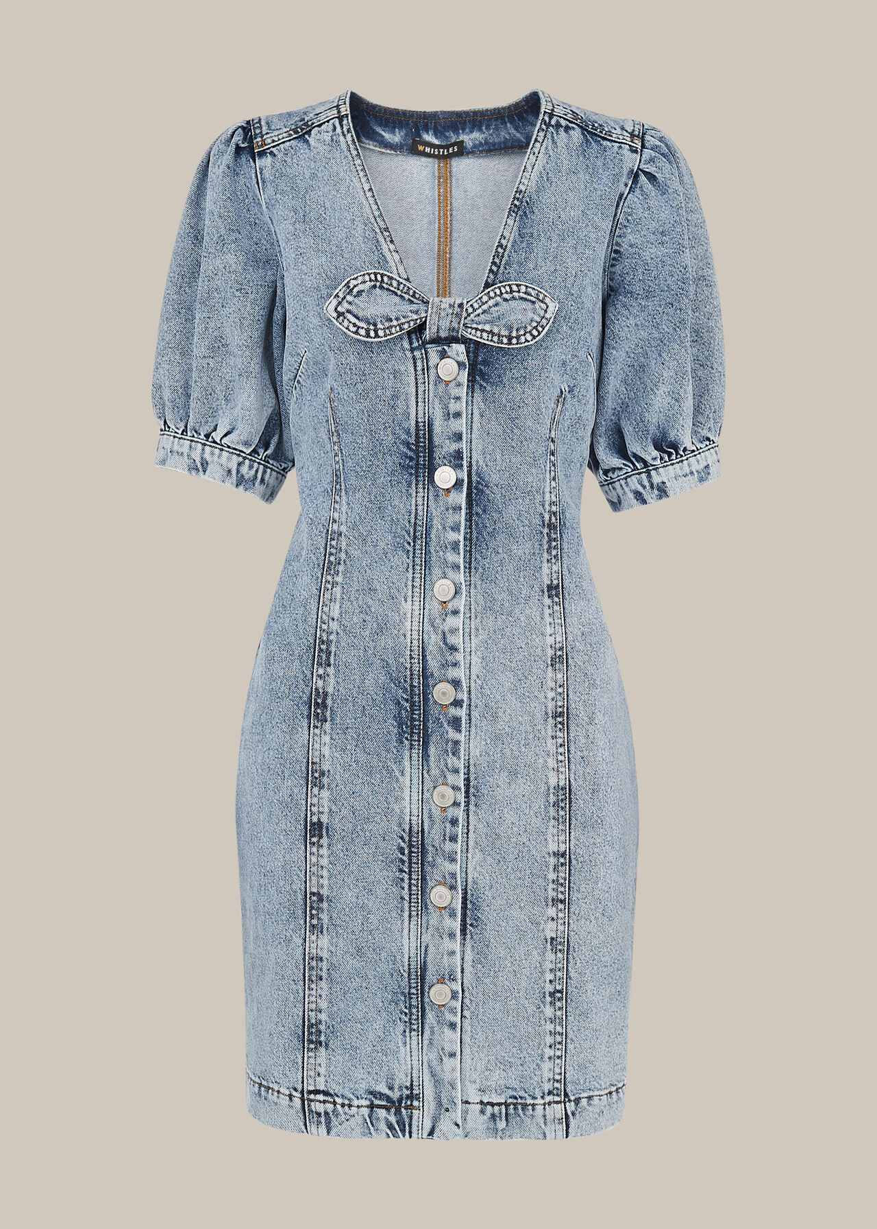 Acid Wash Tie Denim Dress