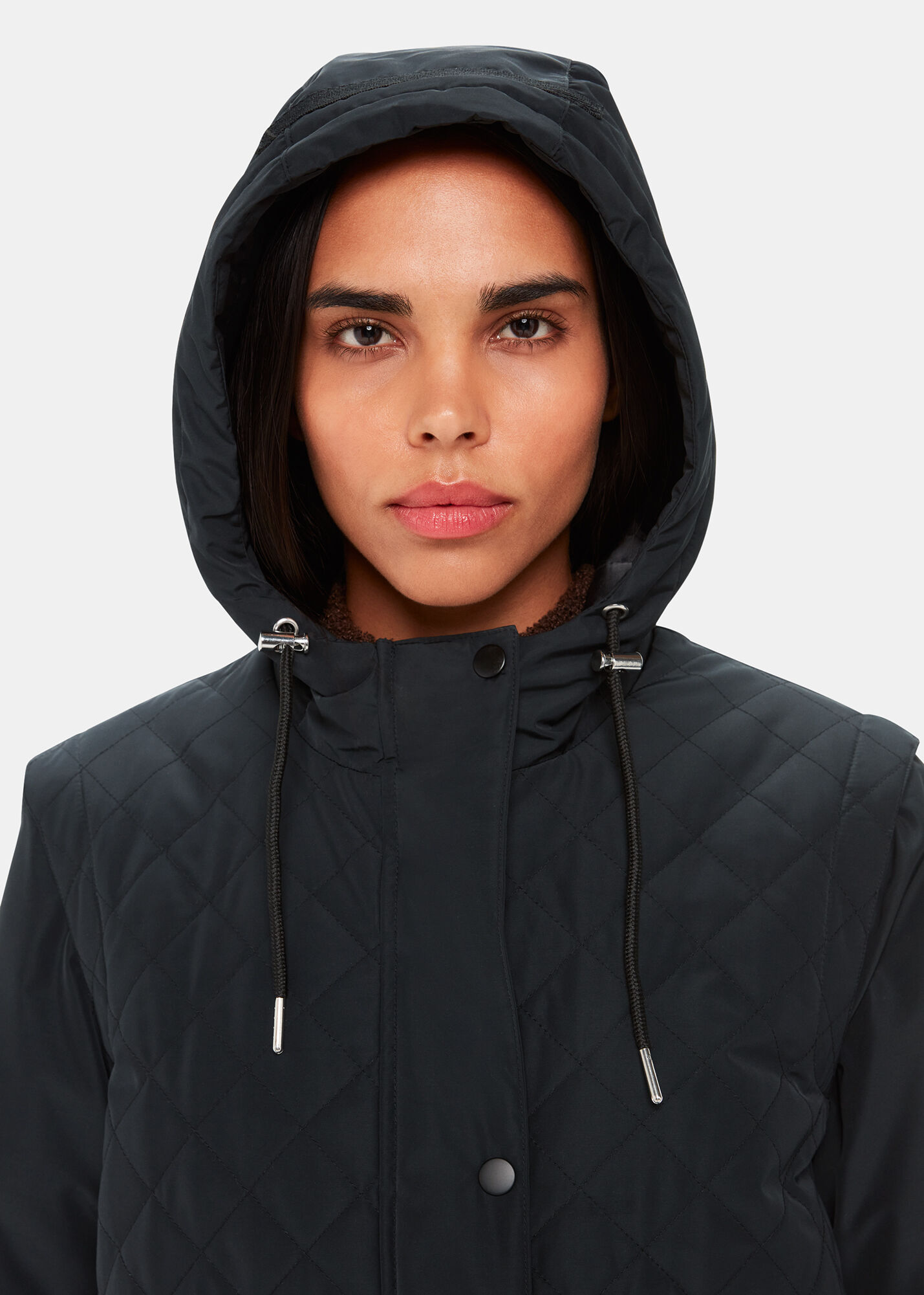 Black Nora Hooded Quilted Parka WHISTLES Whistles UK