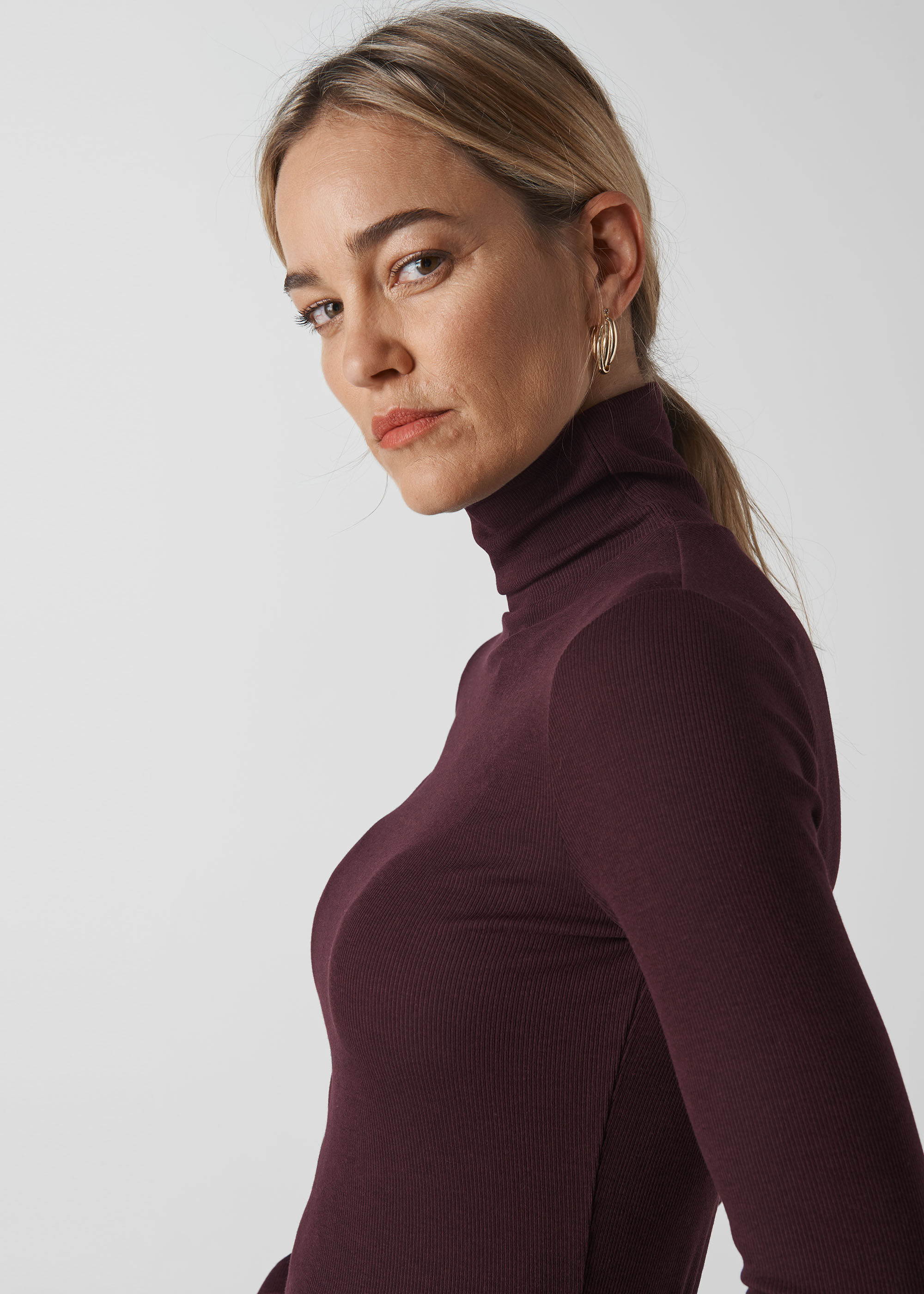 Burgundy Essential Polo Neck