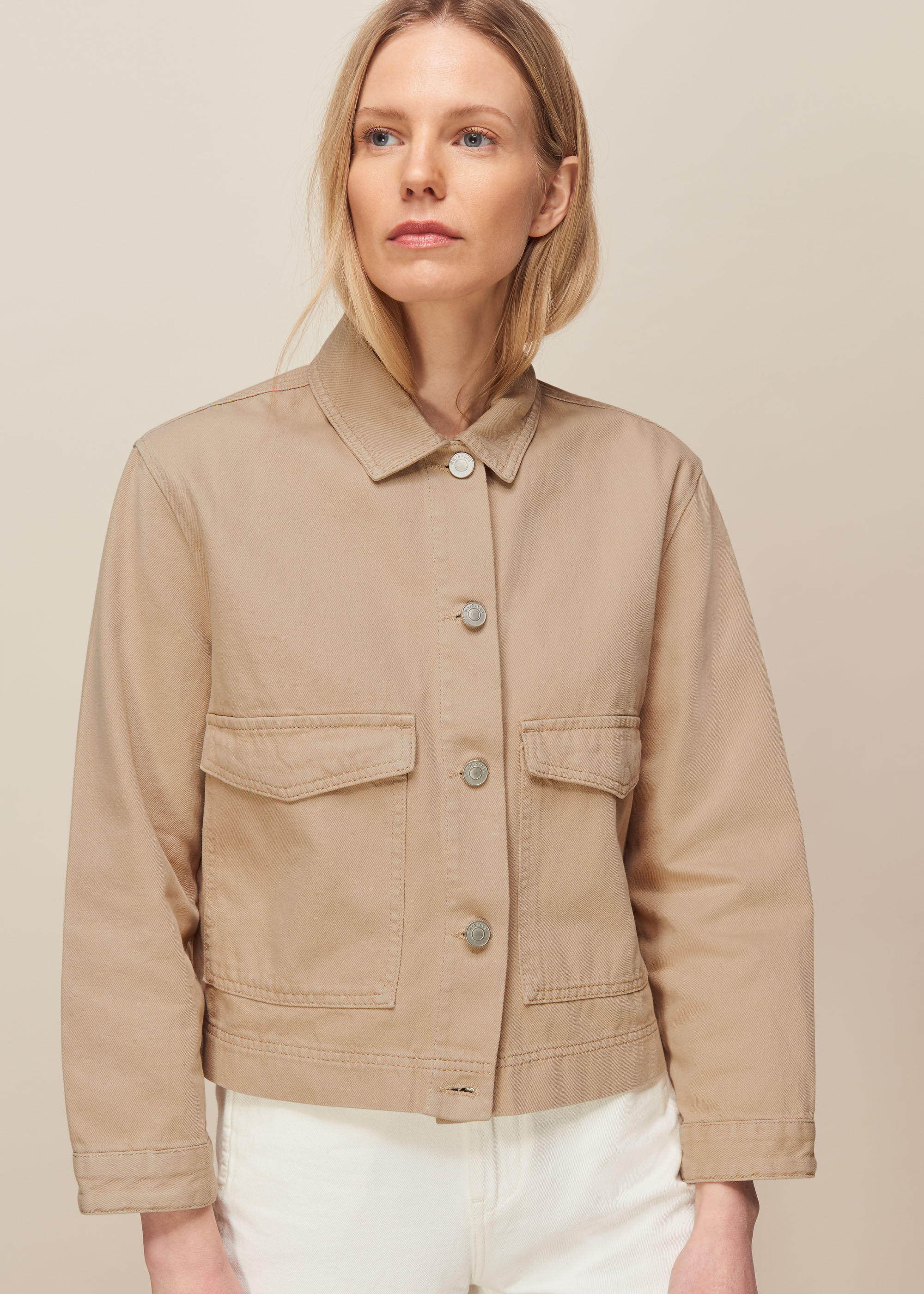 Stone colour shop denim jacket