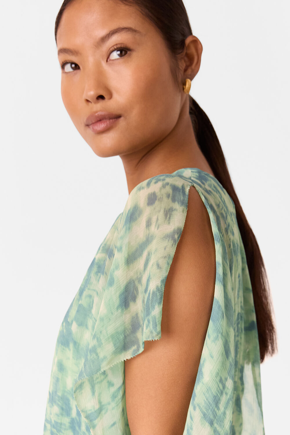 Petite Dashed Brush Marks Midi Dress