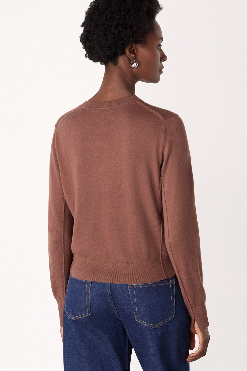 Fine Gauge Crew Neck Cardigan