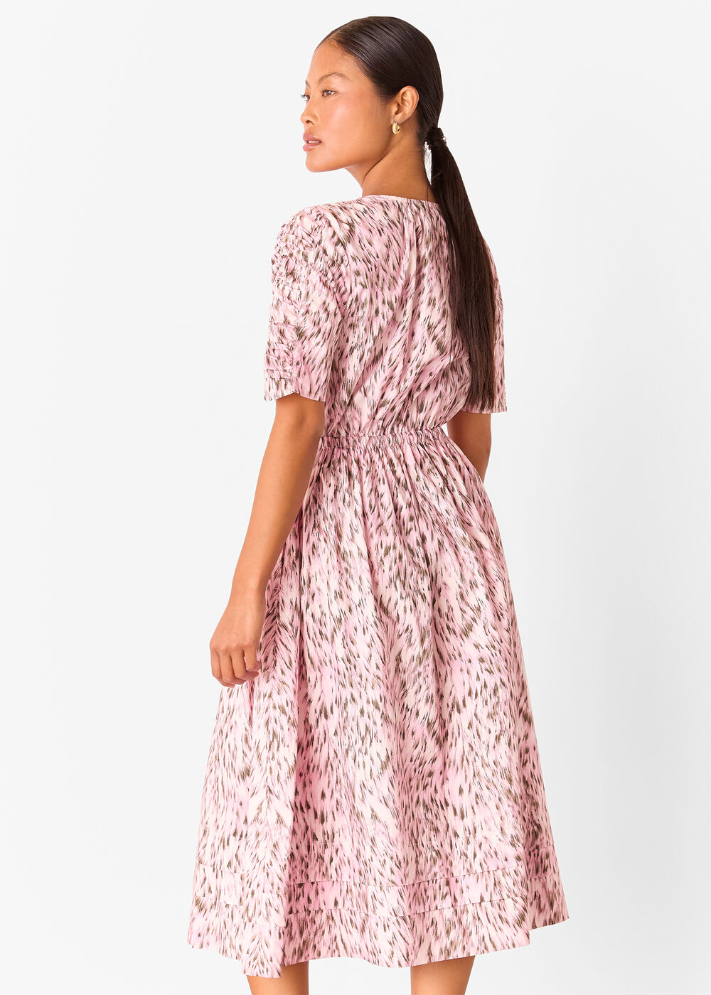Petite Leopard Cotton Midi Dress
